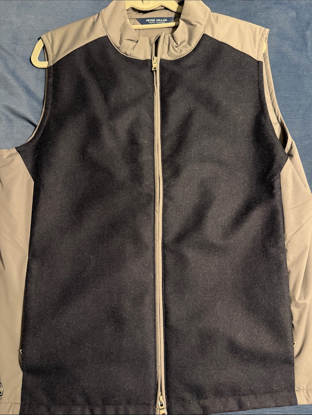 Peter Millar Black Front with Tan Shoulders Quilted Vest